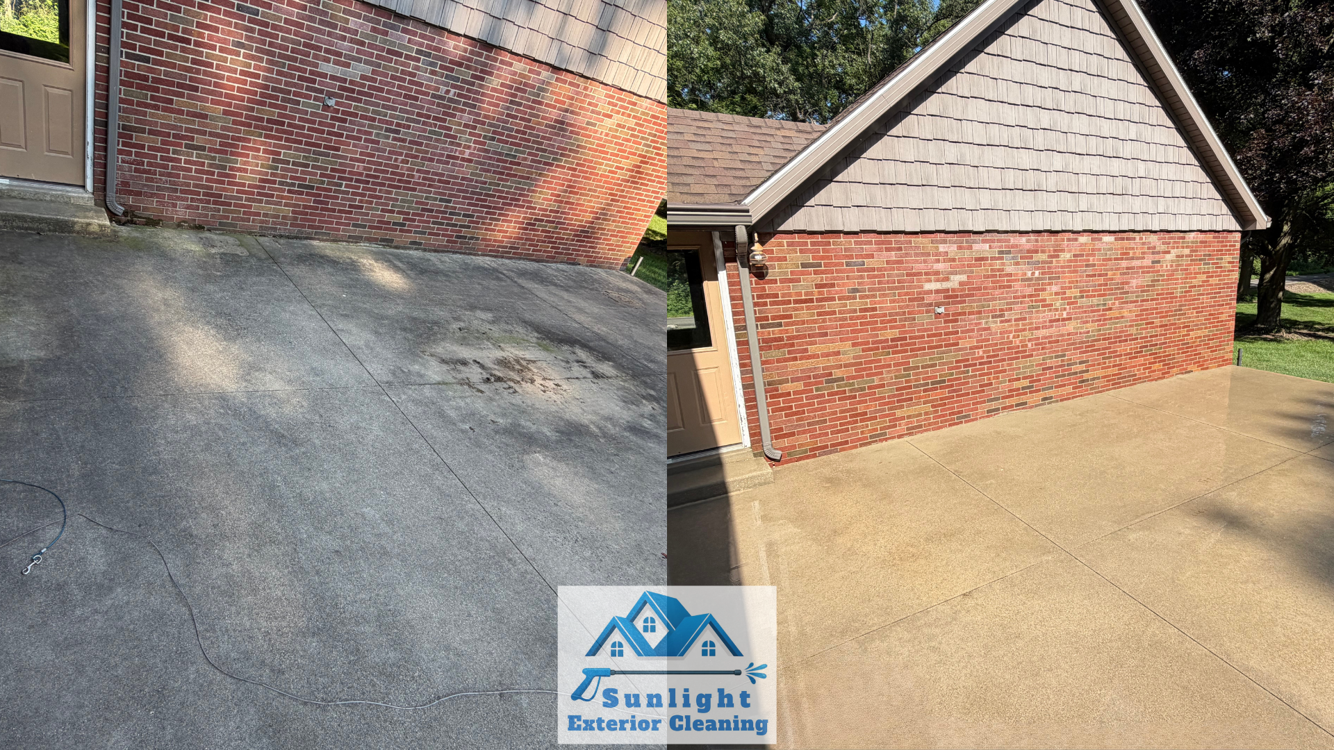 Concrete and brick cleaning before and after